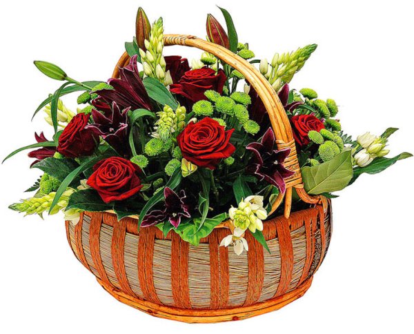 Мужская корзина с цветами