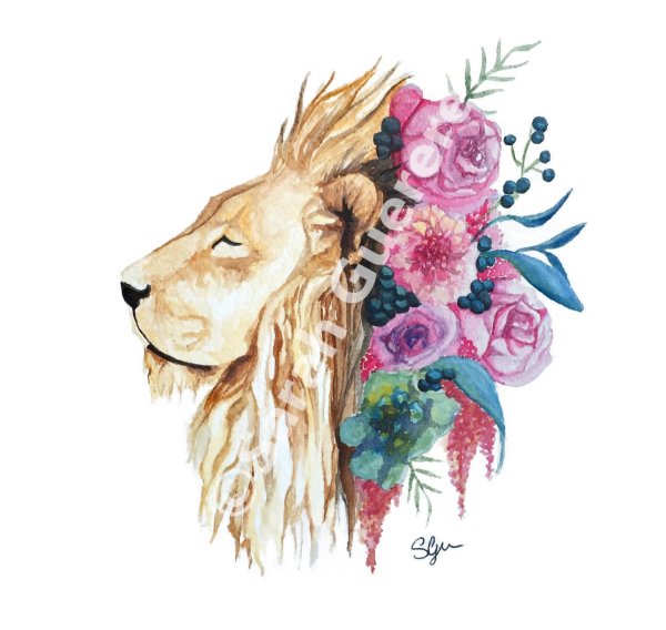 Тату львица акварель