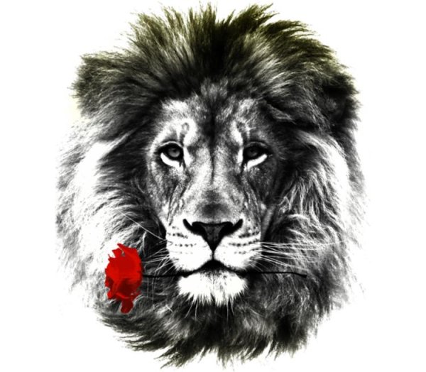Лев с цветами