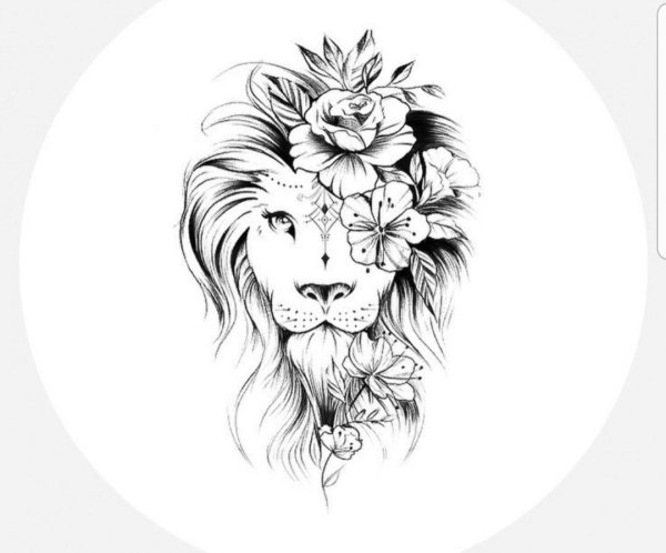 Тату Лев эскизы для девушек