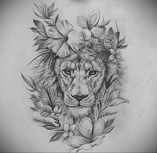 Лев тату эскиз
