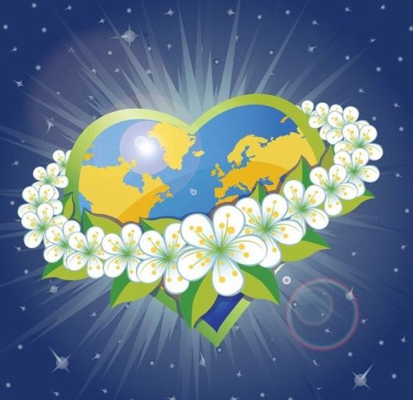 Земной шар с цветами