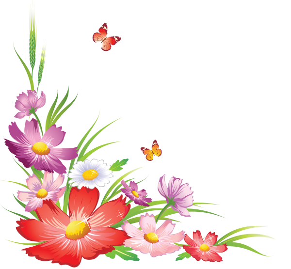 Цветочные уголки на прозрачном фоне