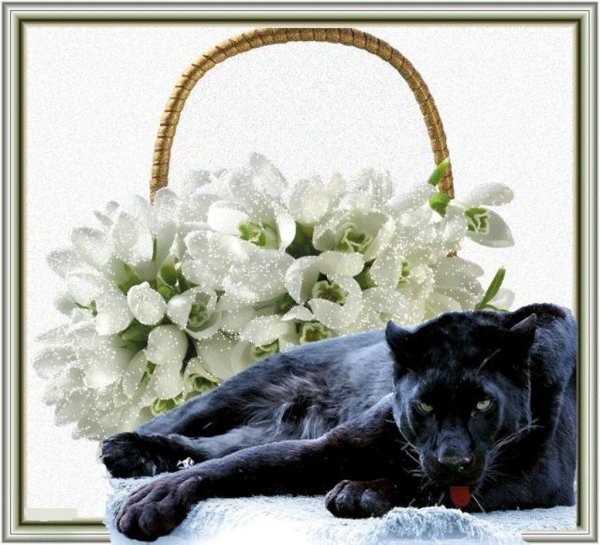 Пантера с цветами