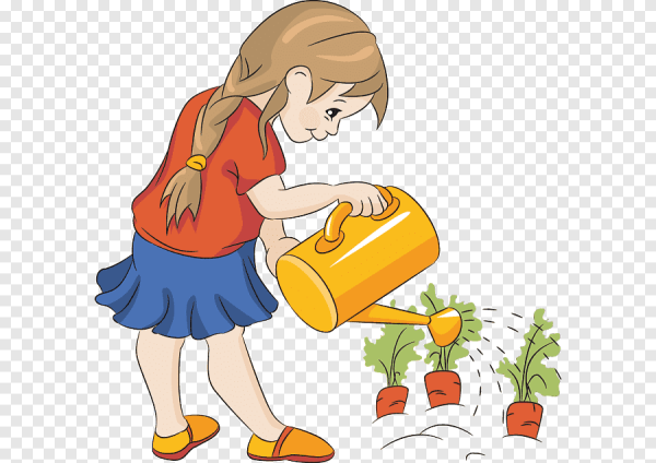 Картинка девочка поливает цветы