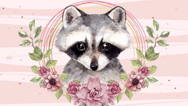 Енот с цветком