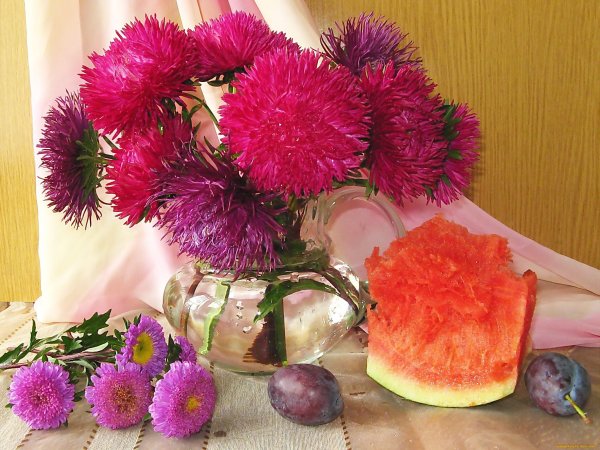 Букет астр с днем рождения