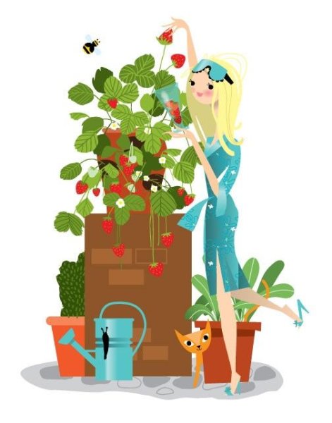 Нарисованная девочка которая садит