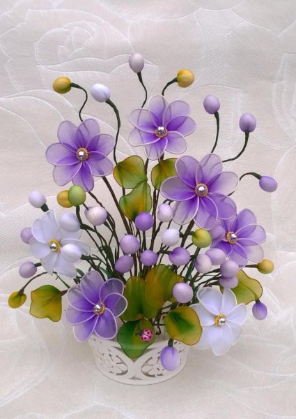 Идеи на тему «ЦВЕТЫ ИЗ КАПРОНА» (42) | цветы, цветы своими руками, тканевые цветы