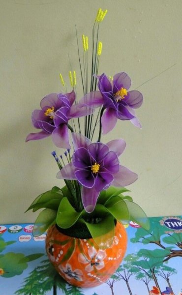 Цветы из капроновых колготок