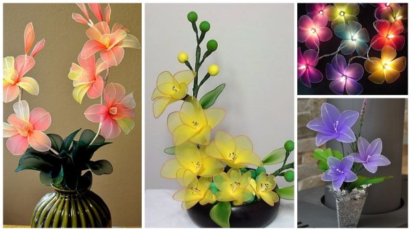 Цветы незабудки из проволоки и капрона