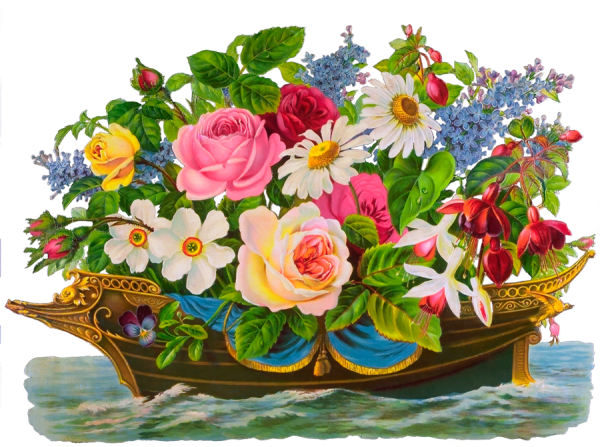 Цветочная лодка картина