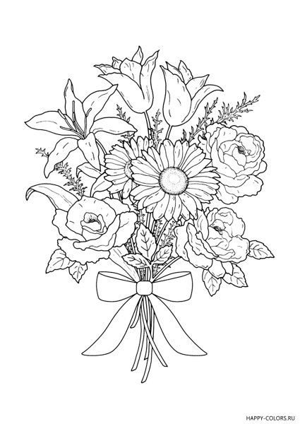 Роза раскраска для детей