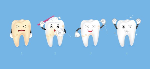 Здоровый зуб и зуб с кариесом