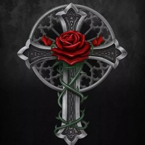 Цветы и крест Христианское