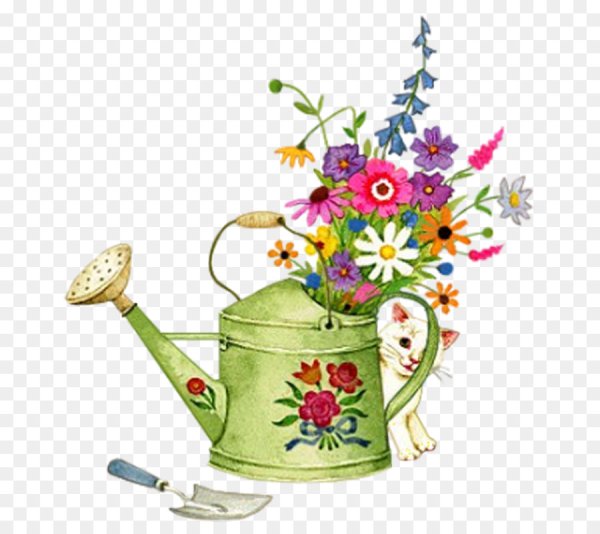 Лейка с цветами