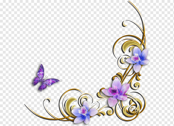 Цветочные уголки на прозрачном фоне