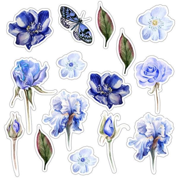 Голубые цветы для вырезания Скрапбукинг