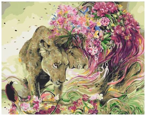 Львица и цветы