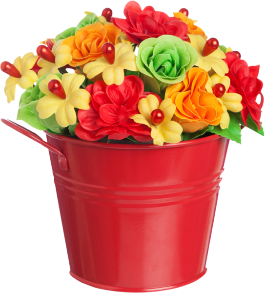 Цветы в ведерке