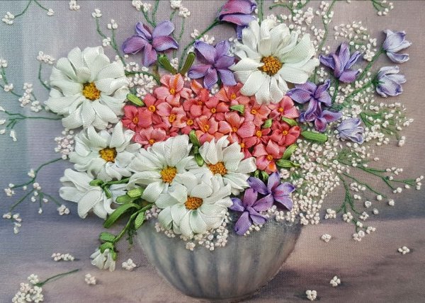 Вышивка лентами цветы