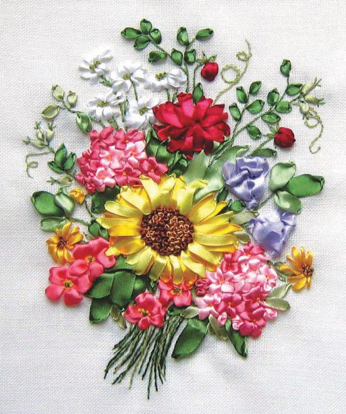 Вышивка лентами композиции