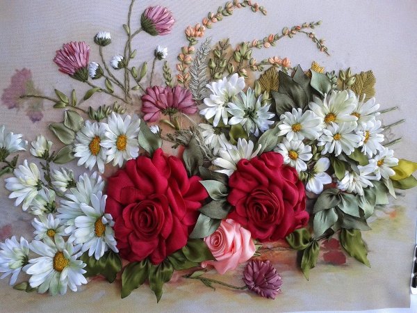 Принты для вышивки лентами