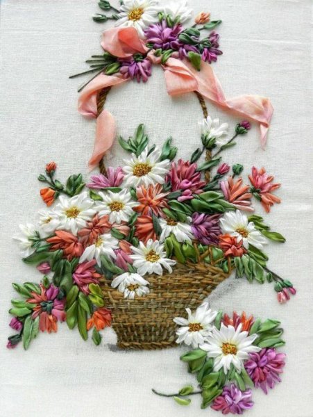 Ribbon Embroidery вышивка лентами
