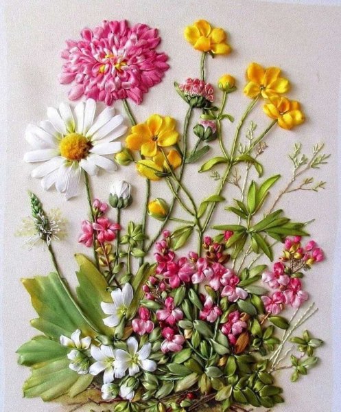 Ribbon Embroidery вышивка лентами