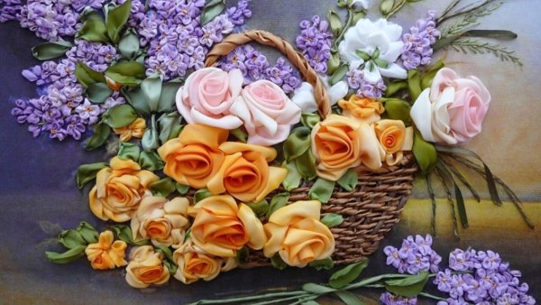 Вышивка атласными лентами