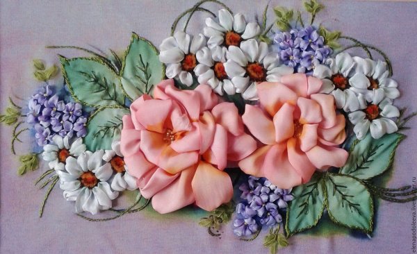 Картина вышитая лентами