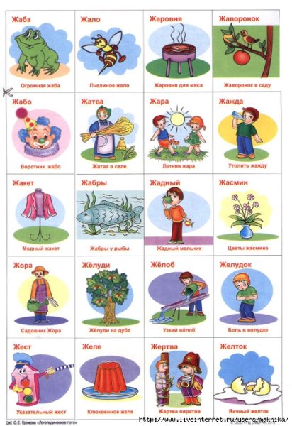 Карточка по русскому языку для дошколят