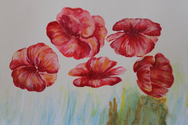 Рисование цветов красками