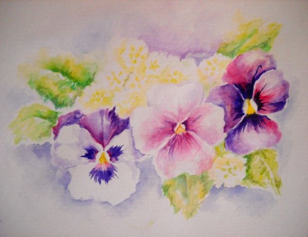 Цветы акварельными красками