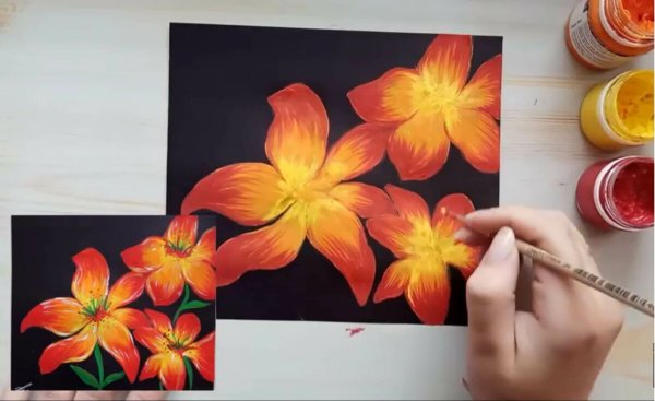 Урок рисования цветы гуашью