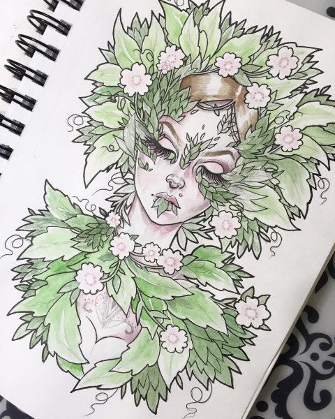 Рисование цветов в скетчбуке