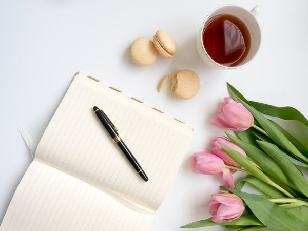 Блокнот ручка цветы