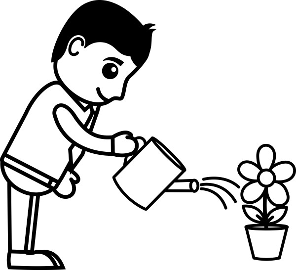 Мальчик с лейкой раскраска