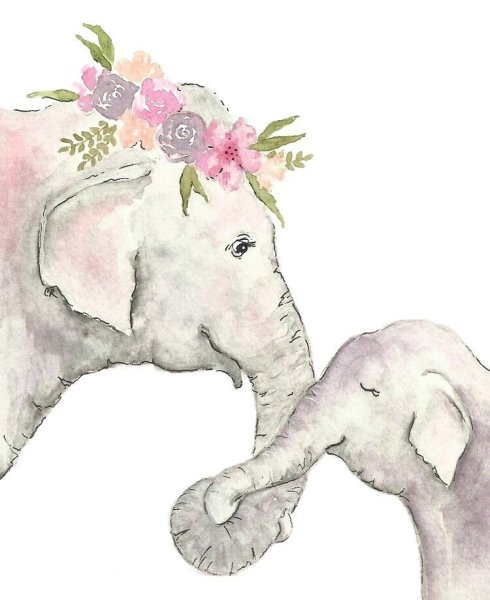 Акварельные животные мама и ребенок