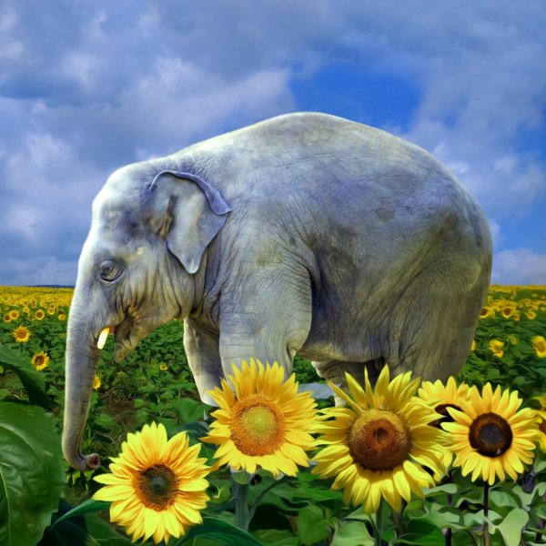 Слоненок в цветах