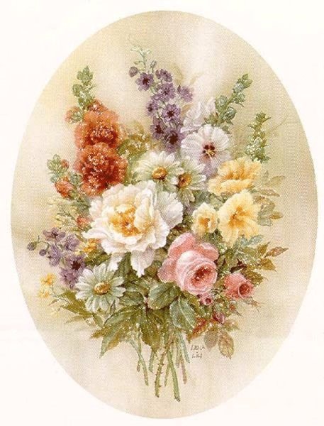 Цветы в овале для декупажа