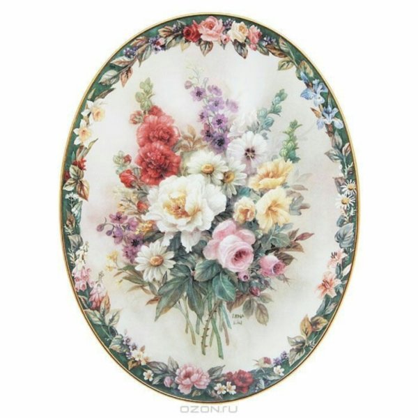 Цветы нарисованные в овальной формы