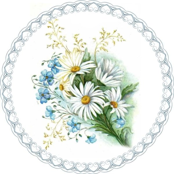 Круглая рамка с цветами