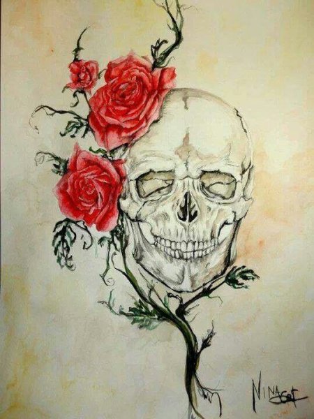 Череп и цветы
