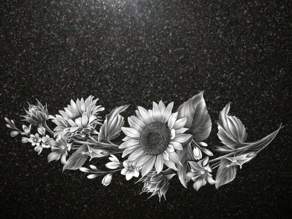 Подсолнухи гравировка на памятник