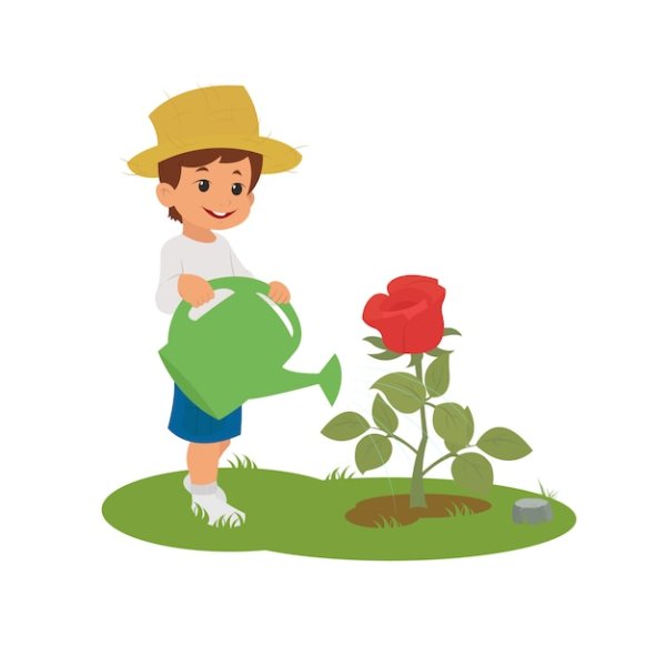 Мальчик с лейкой