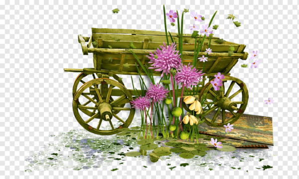 Телега с цветами иллюстрация