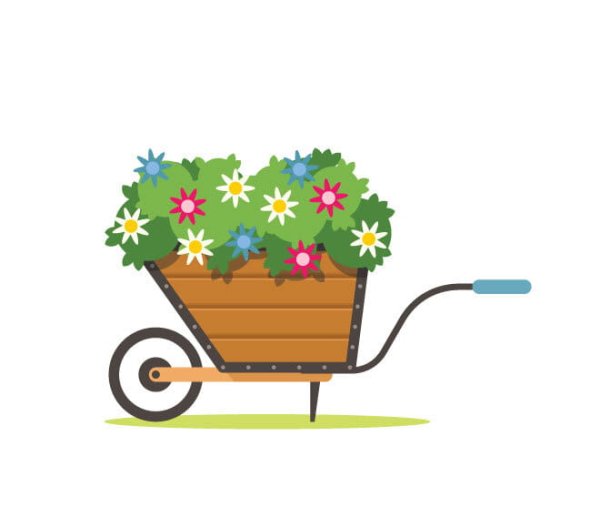 Телега с цветами вектор