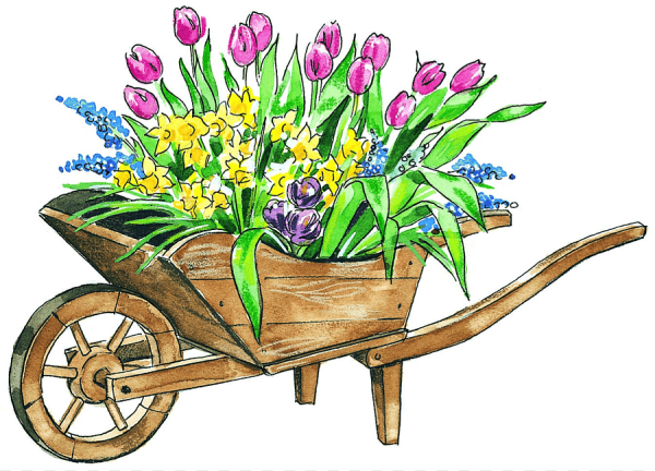 Деревянная телега для цветов
