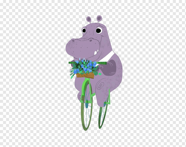 Бегемотик акварель